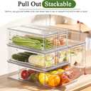 bealy 2 Pack Refrigerator Organizers and Storage, Stackable Clear Pull out Drawer Organizer Bins, BPA-Free Fridge Organizer and Storage for Fruit, Produce, Drink, Snack and Food Storage Containers