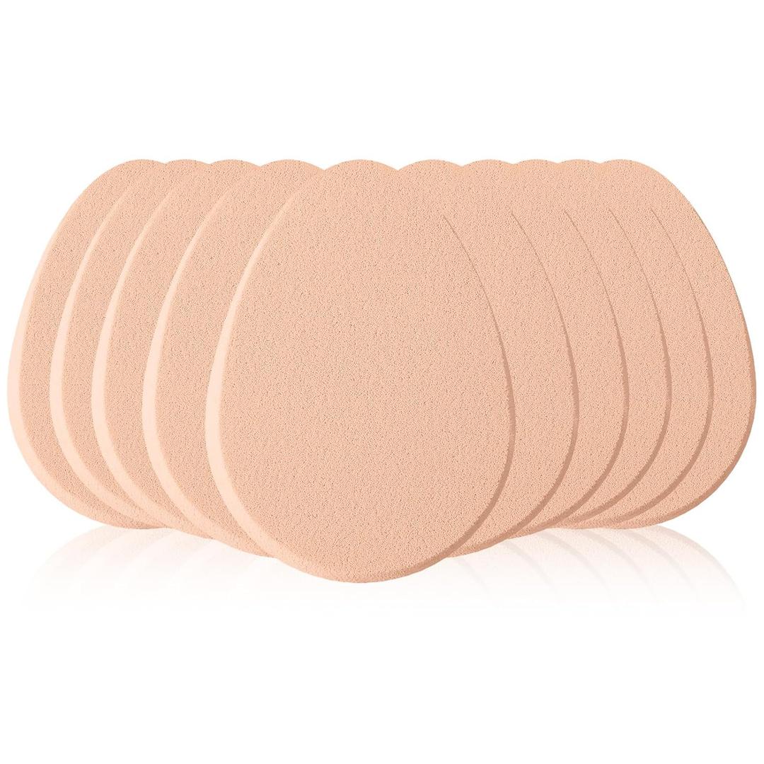 10 Pcs Flat Edge Makeup Sponges Latex-Free Blending Sponge Set for Liquid, Cream & Powder Foundation, Dry & Wet Use for Flawless Natural Finish, Non-Absorbent Beige