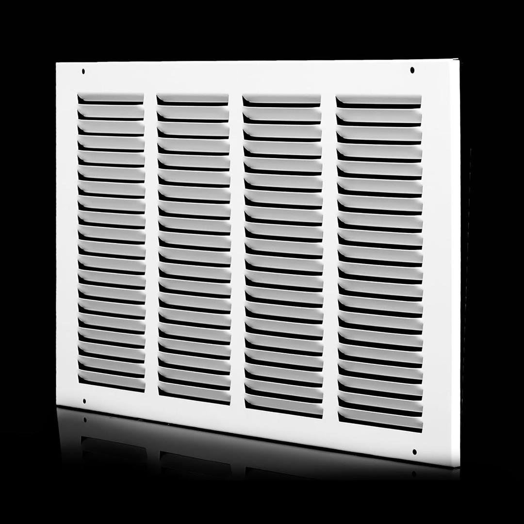 16x10 Return Air Grille (Duct Opening Size), Air Return Vent Cover, AC Vent Cover, Cold Air Return Vent Cover, Flat Return Air Grilles, Outer Dimensions:17.75"W x 11.75"H (16"Wx10"H, Duct Opening)