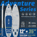 Adventure 12’×35"/39" Extra Wide Paddle Board, One-Stop Premium SUP Board Accessories, Tailored 5 Fins, Stable Inflatable Stand Up Paddle Boards for Youth/Adults of All Skill Levels
