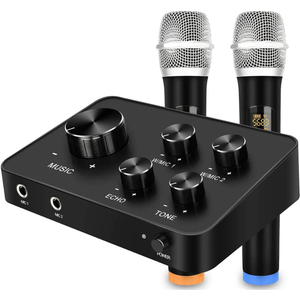 DIGITNOW!Portable Karaoke Microphone Mixer System Set, with Dual UHF Wireless Mic, HDMI-ARC/Optical/AUX & HDMI In/Out in Singing Receiver for Smart TV, PC, KTV, Home Theater, Amplifier, Speaker