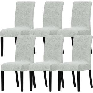 Lellen Dining Room Chair Covers Set of 6 - Strench Dining Chair Covers Stretch Dining Chair Slipcovers Kitchen Chair Slipcovers Parsons Chair Covers Protector Cover for Chairs Dining RoomLigeh Grey