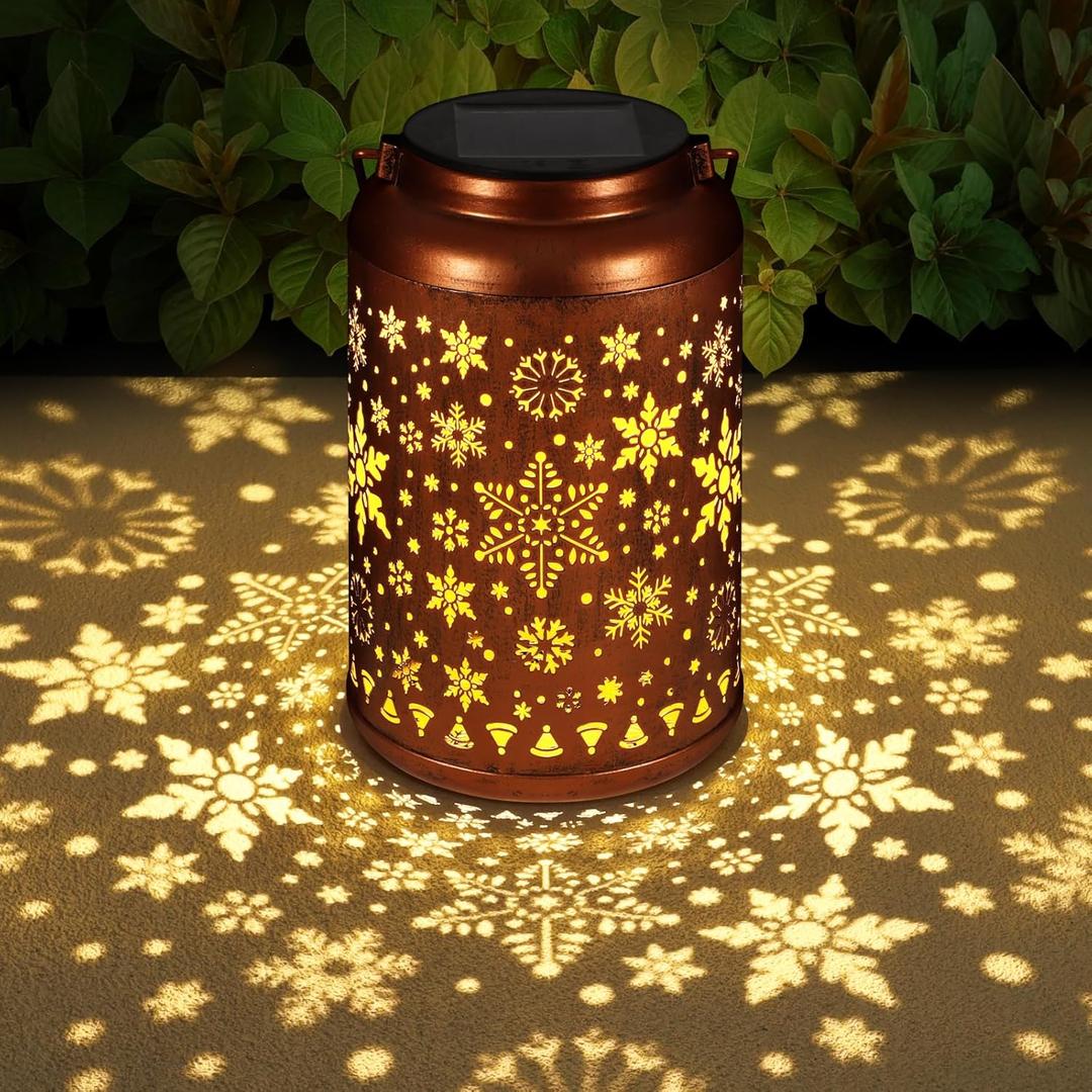 Solar Lanterns Outdoor, Waterproof Hanging Metal Solar Lanterns LED Decoration for Garden, Yard, Patio - Perfect Birthday Gifts for Women Mom Grandma(Snowflakes)