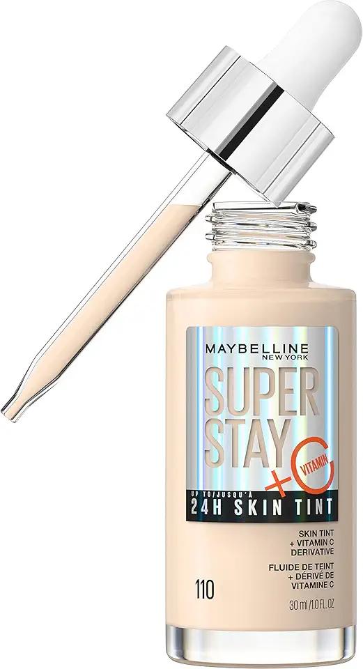 Maybelline Super Stay Up to 24HR Skin Tint, Radiant Light-to-Medium Coverage Foundation, Makeup Infused With Vitamin C, 110, 1 Count