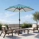 Patio Kingdom 7.5ft Patio Umbrella, Outdoor Table Market Umbrella with Smooth Crank Lift, 6 Windproof Fiberglass Ribs, UPF50+ UV Protection for Deck, Pool, Garden and Backyard, Blue and Green Stripe
