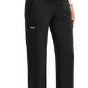 Women's Maternity Scrub Pants with 6 Pockets, 4-Way Stretchy Straight Leg Pregnancy Workwear Pant (Black, M)