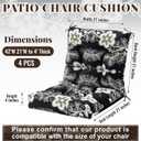 Marsui 4 Pcs Outdoor Indoor High Back Chair Cushions Patio Furniture Tufted Pillow with Ties Water-Resistant Replacement Outdoor Rocking Chair Cushions, 42 x 21 Inches (Black,Flower)