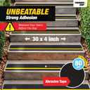 Reflective Grip Tape for Stairs 30" x 4" - 12-Pack Outdoor Stair Treads Non-Slip Weather Resistant - Anti Slip Tape for Exterior Wooden Steps - Waterproof 80-Grit Adhesive Treads by Thunder Grip