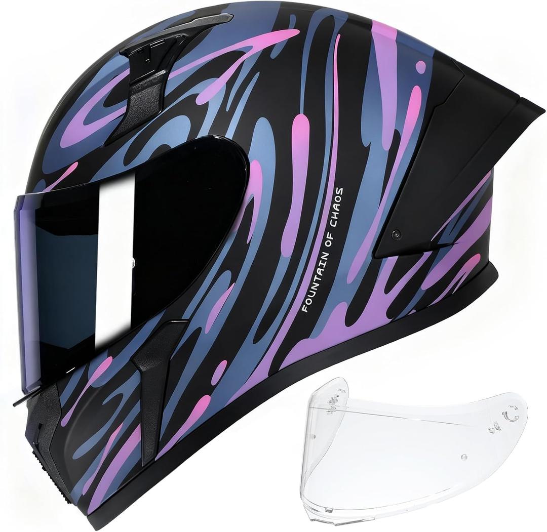 CYRIL Full Face Motorcycle Helmets for Adults Men & Women with Tinted and Clear Visor Meet Dot Approved, Medium