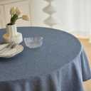Decorelia Waterproof Round Tablecloth for Round Dining Table, Decorative Rustic Soft Wipeable Table Cloths Cover Indoor Outdoor Use for Holiday, Wedding, Kitchen (70 Inch, Round (4-6 Seats), Denim Blue)