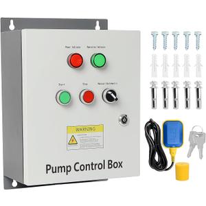 2 HP Well Pump Control Box, 208/240V Three-Phase, 4-Wire with Contactor, Safe & Reliable for Submersible Well PumpManual/Automatic Dual Operating ModesPump Start/Stop Device with Float Switch