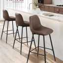 VASAGLE Bar Stools Set of 2, Bar Height Bar Stools with Back, Ergonomic Backrest, Synthetic Leather, Metal Legs, 28.5-Inch Tall Barstools for Kitchen Island Home Bar, Easy Assembly, Coffee Brown
