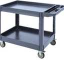 2 Tier Utility Cart with Full Swivel Wheels, 600 LBS Capacity/Storage Handle/36x 26 Inch, Extra Wide Service Utility Cart for Warehouse Garage Cleaning Manufacturing