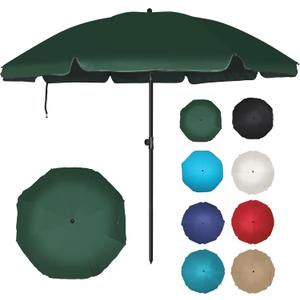 6.5ft Patio Umbrella with Push Button Tilt & Height Adjustable, UV50+ Sun Protection with Sturdy Fiberglass Ribs & Iron Pole, Market Umbrella for Outdoor Table Garden Backyard Beach
