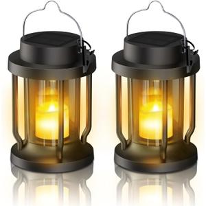 Solar Lantern Outdoor Indoor Use  Hanging Solar Lights with Realistic Flickering Flameless Candle, Weatherproof for Garden Decor, Patios, Trees, and Lawns (Black, 2 Pack) Solar Lantern Outdoor Indoor Use  Hanging Solar Lights with Realistic Flickering Flameless Candle, Weatherproof for Garden Decor, Patios, Trees, and Lawns (Black, 2 Pack)