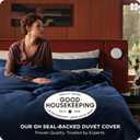 Bedsure Cotton Duvet Cover Queen - 100% Cotton Waffle Weave Navy Blue Duvet Cover Queen Size, PureWoven Breathable Bedding Set for All Season, 3 Pieces, 90"x90"
