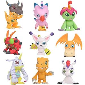 LUMAN Crazy 9 pcs Digital Monster Adventure Agumon Gabumon Mini PVC Figures Set Digimon Toys, 1.7 - 1.9 Inches