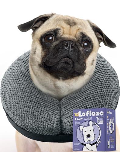 Loflaze Soft Inflatable Dog Cone Collar Alternative After Surgery - Dog Neck Donut E Collar for Large Medium Small Dogs Cats Post Surgery - Recovery Collar to Stop Licking - Grey, L