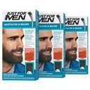 Just For Men Mustache & Beard, Beard Dye for Men with Brush, With Keratin Biotin Aloe and Coconut Oil for Healthy Facial Hair - Deep Dark Brown, M-46, Pack of 3 