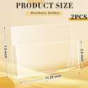2 Pack Acrylic Brochure Holder Display Stand 11 Inch Wide Pamphlet Organizer Flyer Literature Clear Plastic Countertop Holder for Magazine Pamphlets Booklets Menus Offices Desk Classroom
