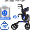 Walkers for Seniors, Rollator Walker with Seat, 350 lb Weight Capacity, 18" Big Seat, 8" All-Terrain Wheels, 6-Level Adjustable Height, Lightweight Aluminum Frame Rollator Walkers for Seniors (Blue)