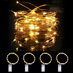 Mandiq 4 Pack Fairy Lights Battery Operated, String Lights 10ft 30 LEDs, Flashing and Constant Light Mode, Warm White