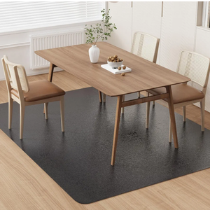 Area Floor Mat for Home, 5'×7' Large Black No Slip Waterproof Vinyl Area Rug for Dining Room, Spill Resistant Hard Floor Protector Cover for Mud Room, Easy Clean Splat Mat for Under High Chair