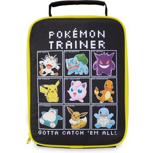 Pokemon Lunch Bag Boys Girls Anime Pikachu Insulated Lunch Box Kids Cooler Bag for Snacks Daycare Travel Picnic School Supplies Gifts for Kids (Black)