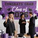 Graduation Decorations 2026 Purple, Graduation Backdrop Banner 71 x 35.5 Inch, Class of 2026 Graduation Party Photo Backdrop