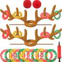 Christmas Games Decorations, Inflatable Reindeer Antler Ring Toss Game, Stocking Stuffers for Men Women Kids Teens Adults, Christmas Party Games Fun Xmas Gifts Carnival Holiday Family (Brown-2 Pack)
