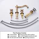 8 inch 2 Handles 3 Holes Widespread Bathroom Sink Faucet Antique Brass Bathroom Vanity Faucet Basin Mixer Tap Faucet Matching Metal Pop Up Drain with Overflow