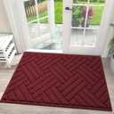 JEEDOVIA Door Mat Indoor Doormat, Entryway Rug Door Mats NonSlip Rubber Backing, Heavy Duty LowProfile Entrance Rugs, Absorbent Resist Dirt Doormats Floor Door mat for Entryway,Red 32"x48"