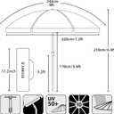 AMMSUN 8 Feet Large Beach Umbrella with Sand Anchor Heavy Duty High Wind Portable Outdoor Umbrellas UV 50+ Protection Air Vent Tilt Patio Garden Pool