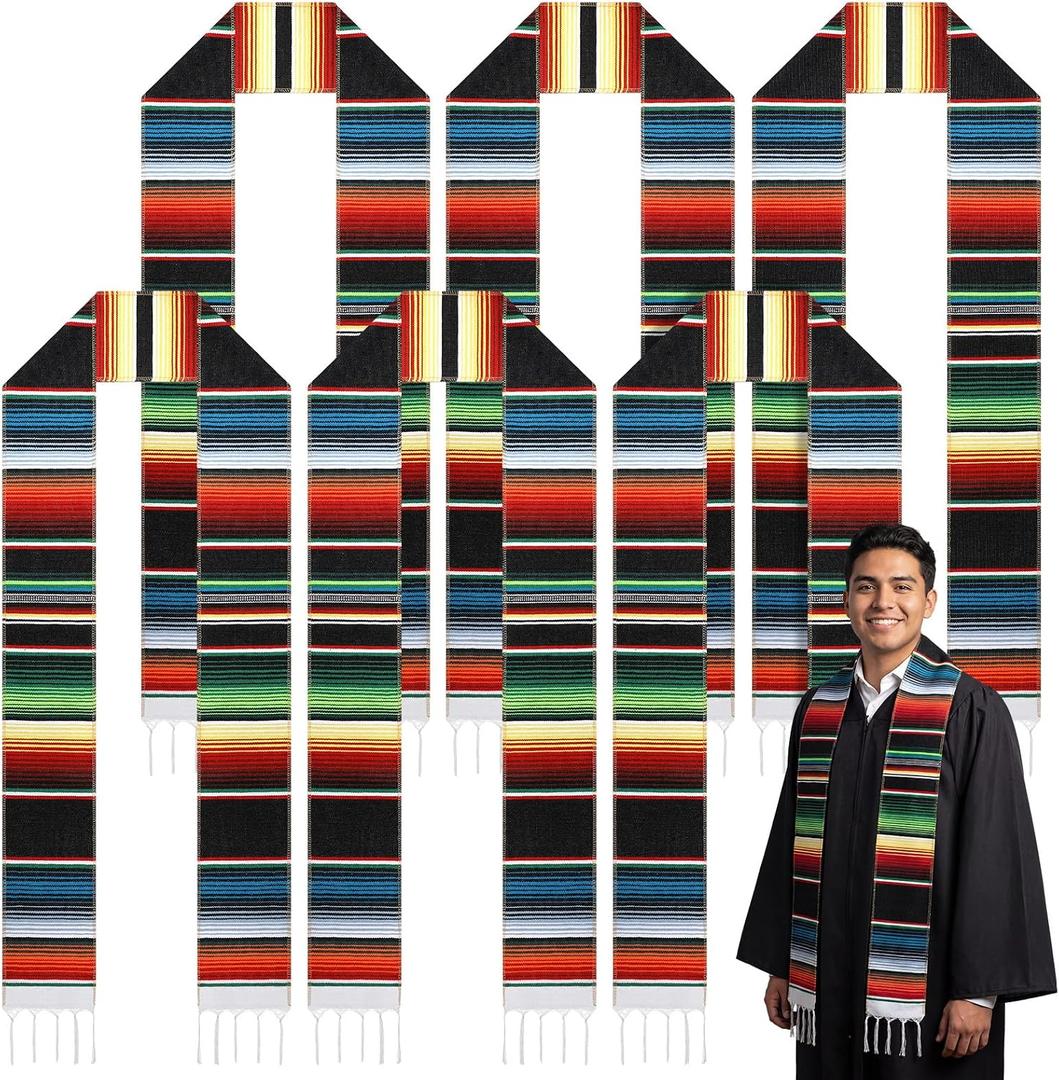 Janmercy Serape Authentic Mexican Graduation Sash Class of 2026 Hispanic Serape Stole Sash Scarf Class