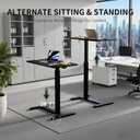 Mobile Small Standing Desk with Hidden Wheels, Pneumatic Laptop Desk, Rolling Computer Cart Movable, Portable Rolling Computer Sit Stand Side Table for Couch, Home, Office, Black