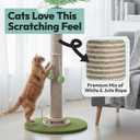 Cat Scratching Post 34 Inch with Rotating Turntable and Removable Hanging Ball, Cat Scratcher for Indoor Cats, Ultra Stable Base, Paw-FGreen Baseriendly Jute Material, Green Base