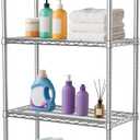 4- Shelf Storage Shelves Wire Shelving Unit Adjustable Metal Shelving Sturdy Steel Commercial Shelf organize Rack Units Heavy Duty 2200 LBS,for Garage Laundry Bathroom Organization Kitchen Closet (Silver)
