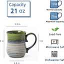 21 oz Large Ceramic Coffee Mugs, Handmade Cup with Large Handle, Big Tea and Coffee Cups for Office and Home, Microwave and Dishwasher Safe (Light Green)