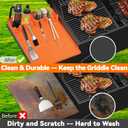 Silicone Grill Mat with Drip Pad, Premium Blackstone Griddle Accessories for Outdoor Grill Kitchen Counter, Heat-resistant BBQ Accessories for Side Shelf (Orange)