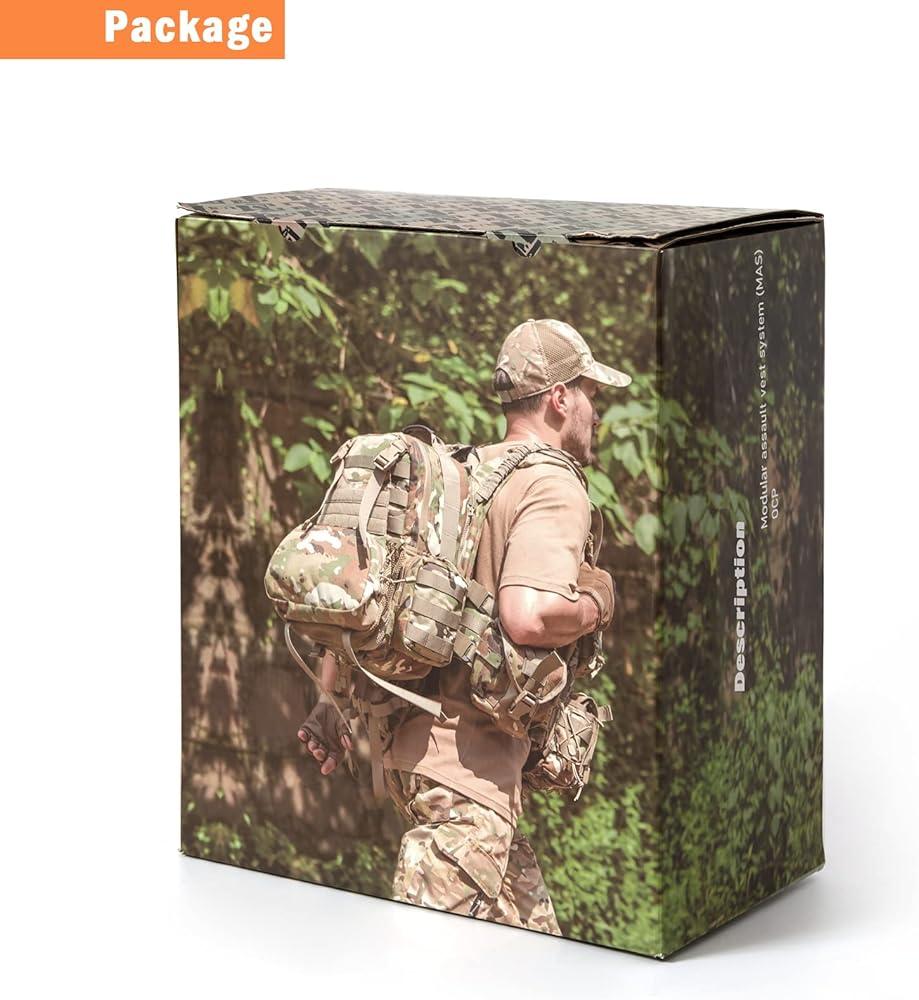 Military Modular Assault Vest System Compatible with 3 Day Tactical Assault Backpack, OCP Camouflage