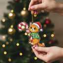 Orange Tabby Cat Hugging Candy Cane 2D Flat Acrylic Ornament - Orange Tabby Christmas Ornmanent - Christmas Tree Decoration, Cat Lover Gifts 2025