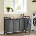 VASAGLE Laundry Hamper, Laundry Basket, Laundry Sorter with 4 Pull-Out and Removable Bags, Shelf, Metal Frame, 4 x 10.6 Gallons (40 L), 45.7 x 13 x 28.4 Inches, Slate Gray and Charcoal Gray UBLH401G01, 4 Bags - 160 L