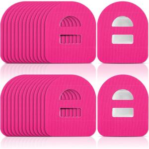 Nuanchu 50 Pieces Adhesive Patches Compatible with Omnipod 5 Shower Waterproof Pre-Cut Adhesive Overpatches with Strap Sweatproof Tape Continuous Glucose Monitor Protection(Rose Red)