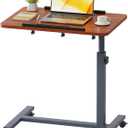 Laptop Table Mobile Adjustable Height Portable Desk Notebook Swivel PC Computer Rolling Desk with Wheels, Laptop Stand for Couch Bedside Hospital Bed Table (Red Walnut)