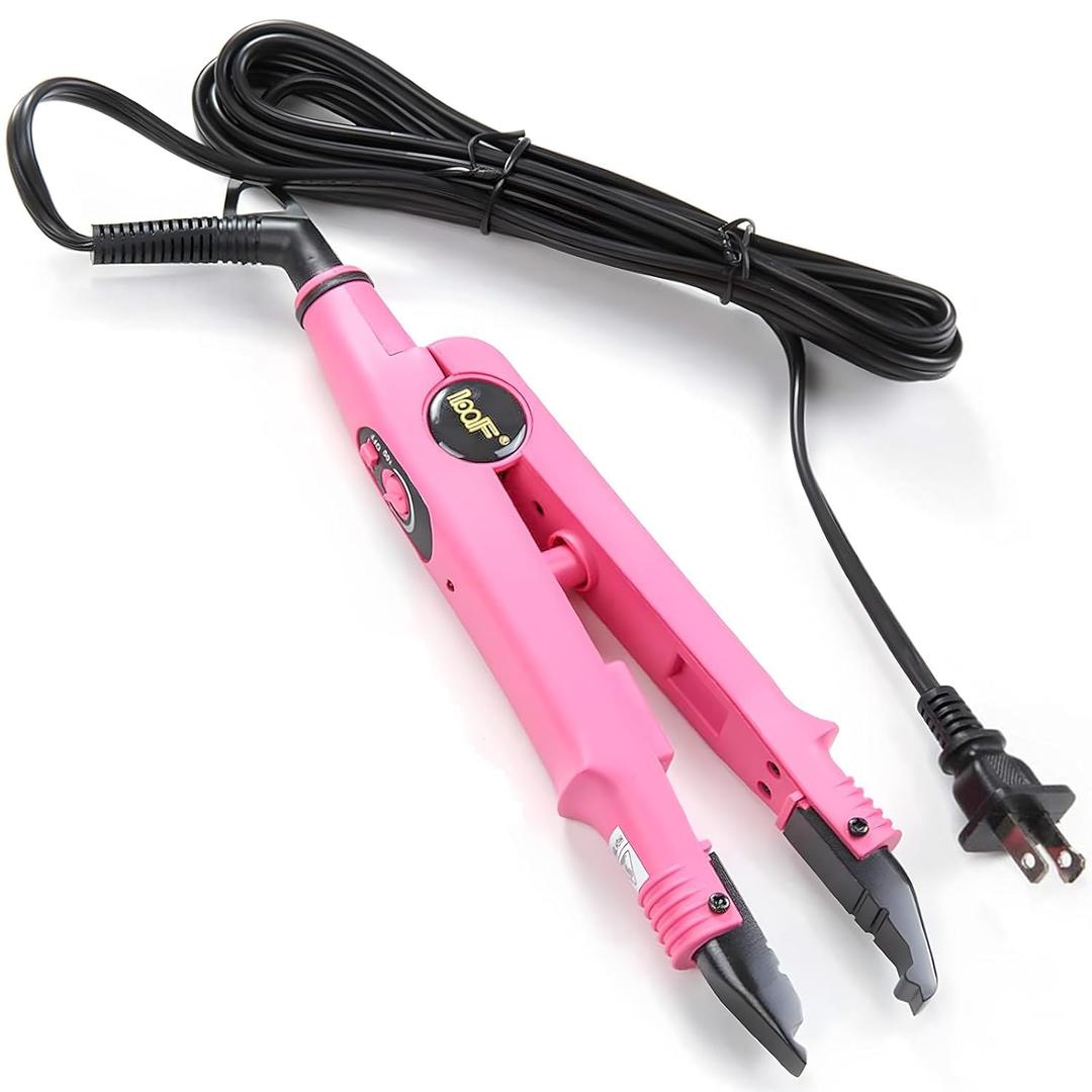Hair Extensions ToolsProfessional k Tips Real Human Hair Fusion Hair Extensions MachineFast Heat-up Connector Wand Bonding Melting Tool Heat Iron for Salon Fashion Women (Constant Temperature - Pink)