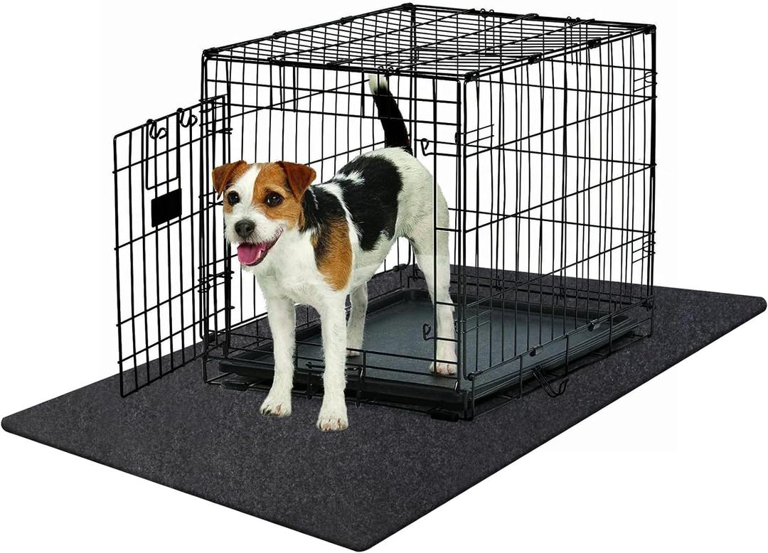 Non-Slip, Waterproof Dog Playpen Mat - Absorbent Dog Crate Mat Liner Protects Floors - Soft, Reusable, Ideal for Puppies & Seniors (Black, 29" x 48")
