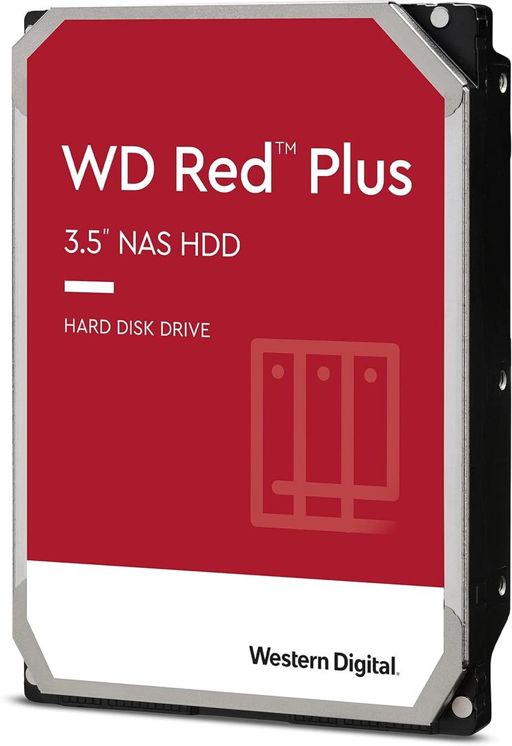 Western Digital 6TB WD Red Plus NAS Internal Hard Drive HDD - 5400 RPM, SATA 6 Gb/s, CMR, 256 MB Cache, 3.5" -WD60EFPX