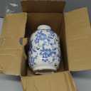 Chinoiserie Vase - 7.9" Tall Chinoiserie Decor Ice Crackle Vintage Blue and White Floral Vase, Farmhouse Country Home Decor, Living Room, Dining Table, Fireplace and Entryway Decor Centerpieces