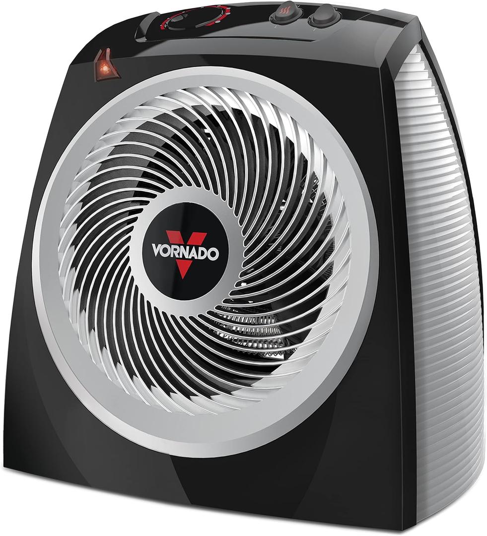 Vornado VH10 Space Heater for Indoor Use, Adjustable Thermostat, 2 Speeds, Advanced Safety Features, Integrated Carry Handle, Large Heater for Bedroom, Kitchen, and Living Room, Quiet Heater, Black