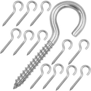 Pack of 12 M6 Metal Hooks, heavy-duty304 Stainless Steel Screw Hooks, self-Tapping Eye-Ring Bolt Hooks, Wooden Terminal Eye-Hole Hooks, Pendant Lights and Wires, Strong